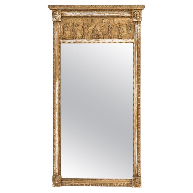 1900s French Wooden Mirror With Carved Figures For Sale - Image 15 of 18