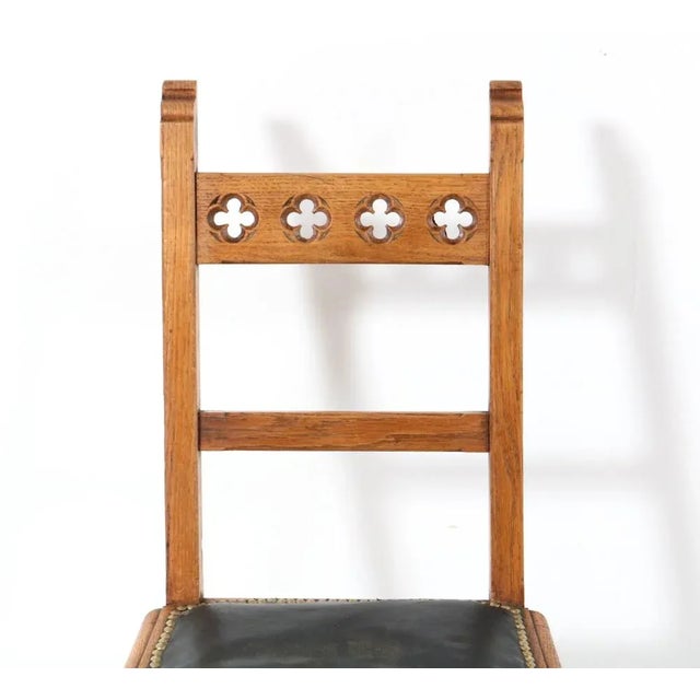 Brown Arts & Crafts Art Nouveau Oak and Skai Side Chair by Hendrik Petrus Berlage, 1900s For Sale - Image 8 of 10