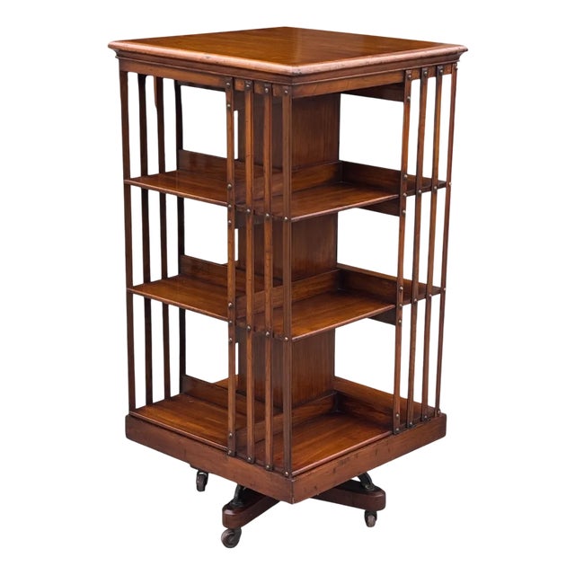 Antique Revolving Bookcase in Walnut, 1860 For Sale