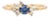 Cute Sapphire Ring W Earth Mined Diamonds in Solid 14k Yellow Gold | Round 4mm, Size 6.75 For Sale