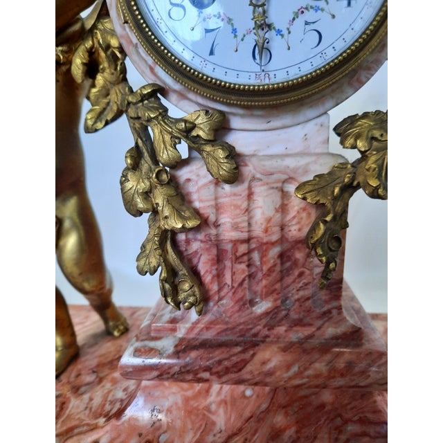 Stone 19th Century French Louis XV Style Gilt Bronze & Pink Marble Cherub Mantel Clock by Tiffany & Co For Sale - Image 7 of 12