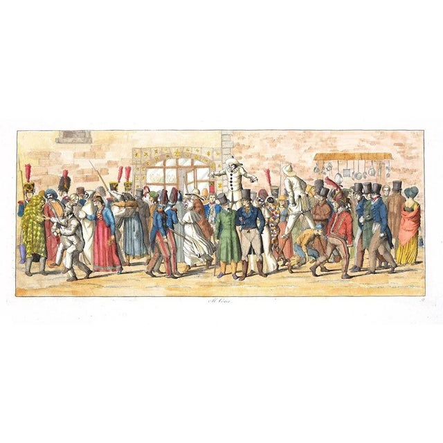 Il Corso is a beautiful etching and hand-colored gouache, finely engraved on copper and printed on laid paper. The work,...