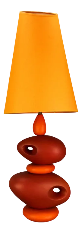Orange Ceramic Table Lamp by Louis Drimmer, France, 1980s