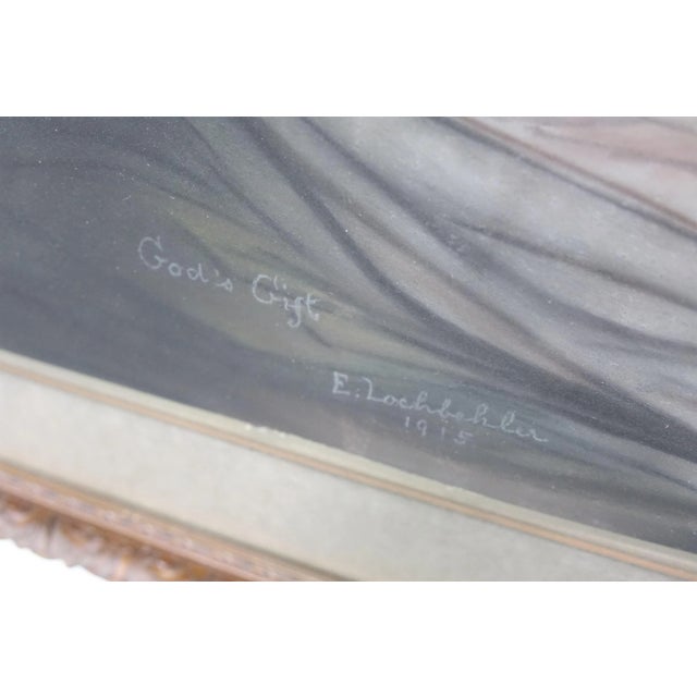 Paint 1915 "Gods Gift" Figurative Watercolor Painting Signed by E. Lochlilar, Framed For Sale - Image 7 of 8