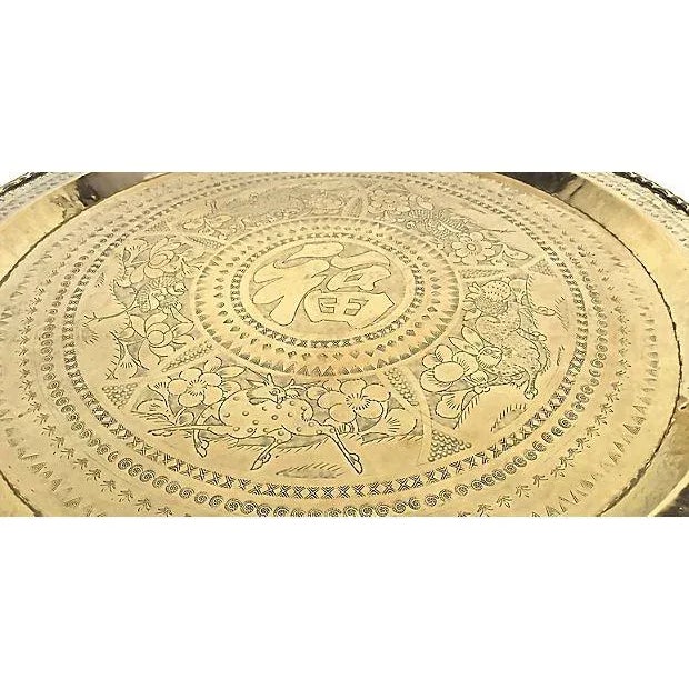 Vintage Brass & Wood Spider Table For Sale - Image 5 of 7