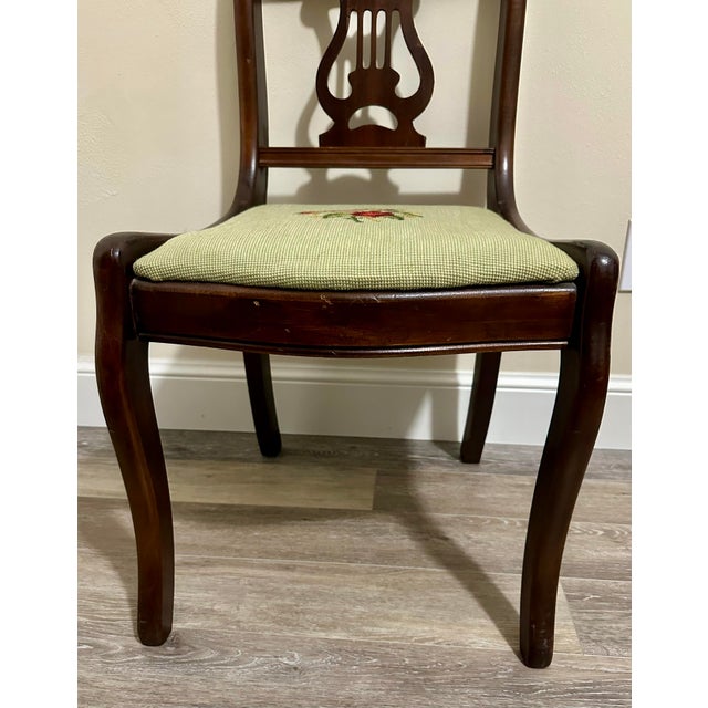 Vintage Early-Mid 20th Century Duncan Phyfe Style Mahogany Lyre/Harp Back Dining/Side Chair For Sale - Image 9 of 9