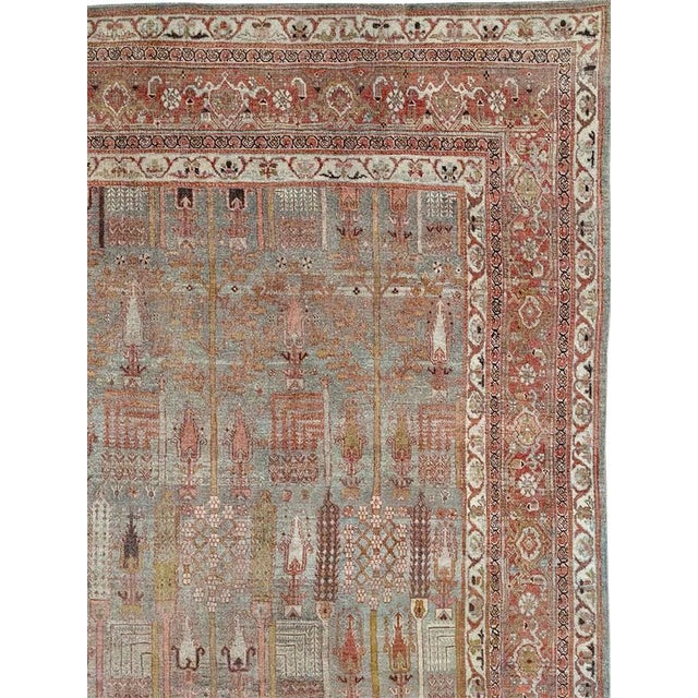 an early 20th century Persian Bidjar Rug with a beautiful cypress tree design on a slate gray field