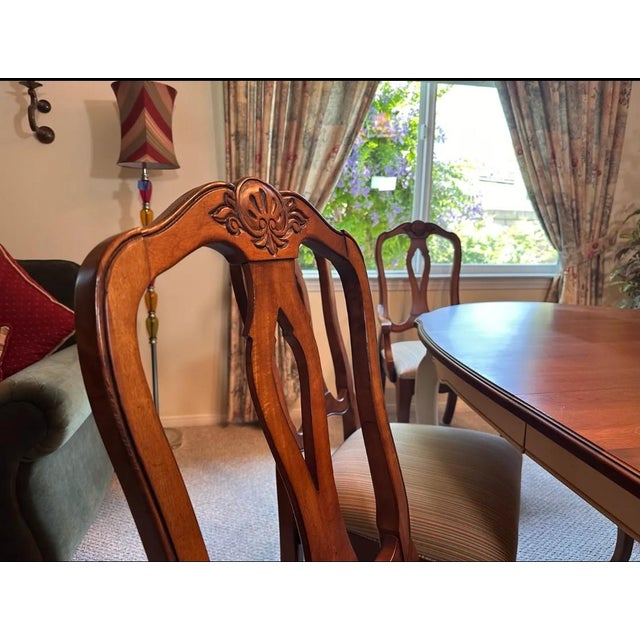Ethan Allen Country French Water of Wabash Dining Set – Extension Table, 6 Chairs & 2 Leaves For Sale - Image 11 of 12