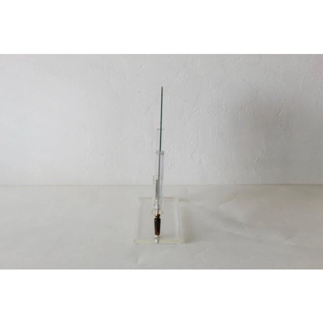 1970s Vintage Lucite Acrylic Brass Round Table Mirror For Sale - Image 5 of 9