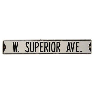 "W. Superior Ave." Metal Street Sign For Sale