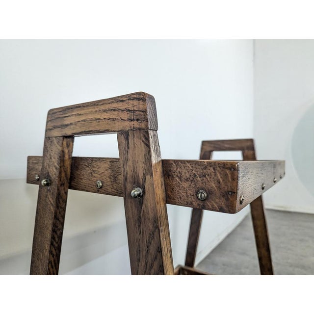 Modernist Rolling Serving Cart in Oak For Sale - Image 4 of 6