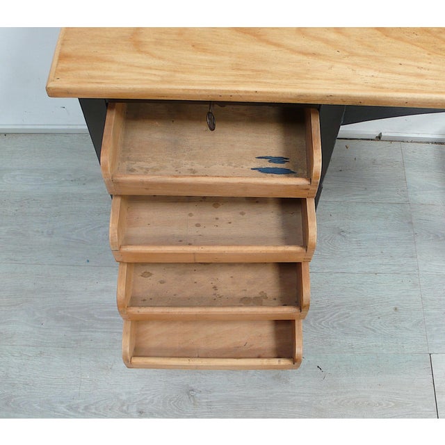 Small Antique German Typewriter Desk with Roll-Up Door, 1930s For Sale - Image 6 of 9