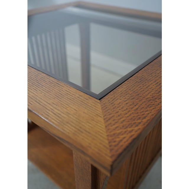 Stickley Mission Oak Glass Top Lamp End Table For Sale In Philadelphia - Image 6 of 13