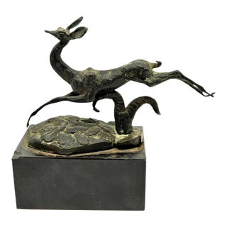 1950s Bronze Stag by the noted American Sculptor Frank Eliscu Original Receipt For Sale