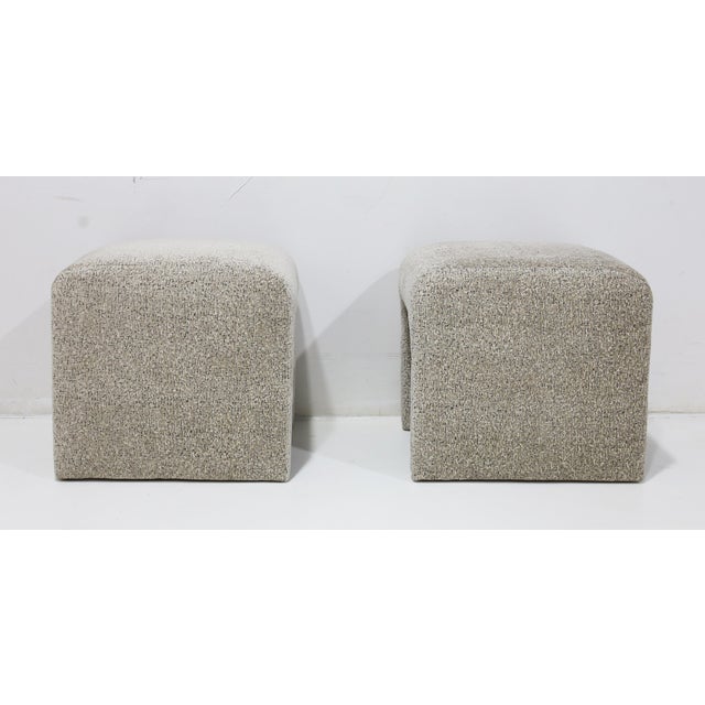 Pair of Directional Ottomans in a Zinc Velvet For Sale - Image 9 of 10