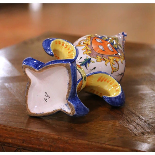 19th Century French Faience Alcide Chaumeil Fleur-De-Lys Vase For Sale - Image 9 of 10