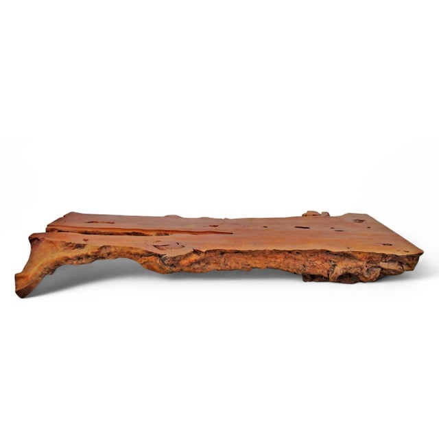 Coffee Organic Modern One Slab Lychee Burl Coffee Table For Sale - Image 8 of 12
