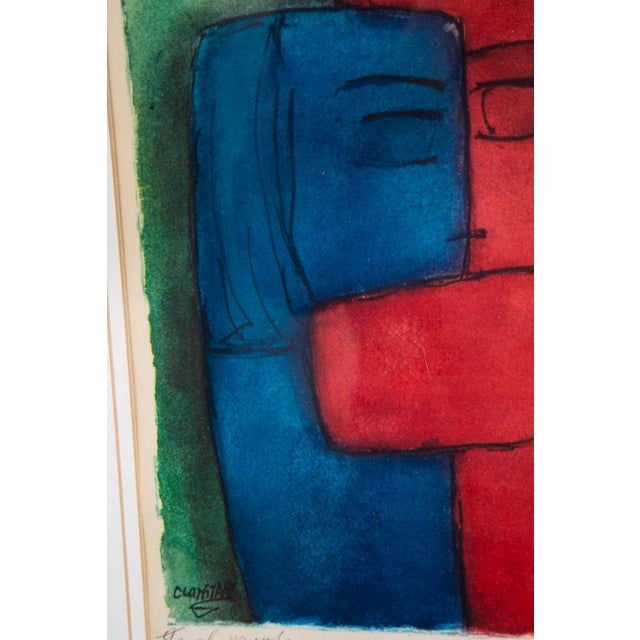 Mid Century Modern Gouache George Constant Art Abstract Signed Ap Color Print For Sale - Image 10 of 11