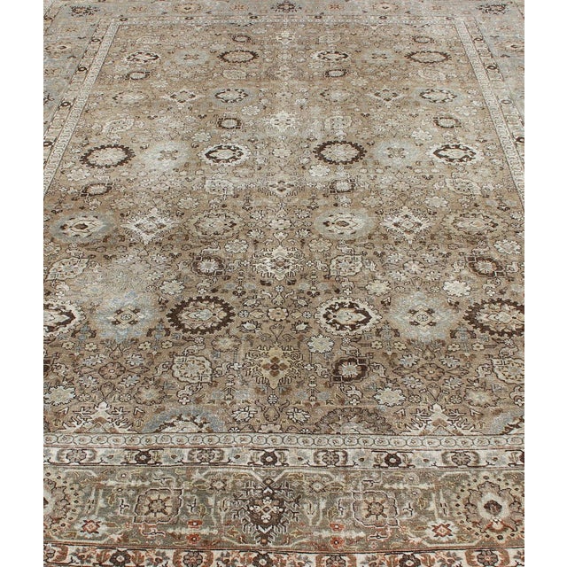 Textile Antique Persian Tabriz Rug in Mocha, Camel, Brown, Gray and Light Blue 9'3 X 13 For Sale - Image 7 of 14