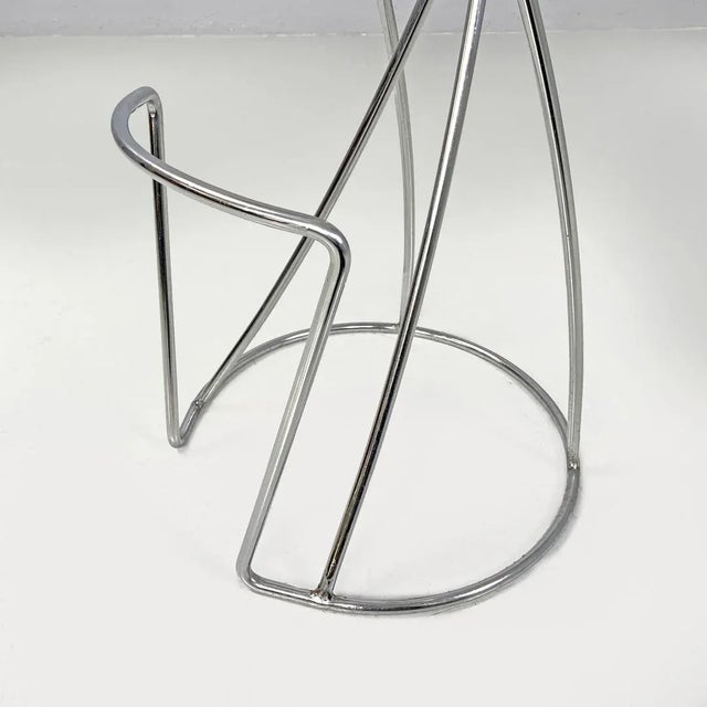Postmodern Italian Chromed Metal Round Base Stool with Footrest For Sale - Image 18 of 18