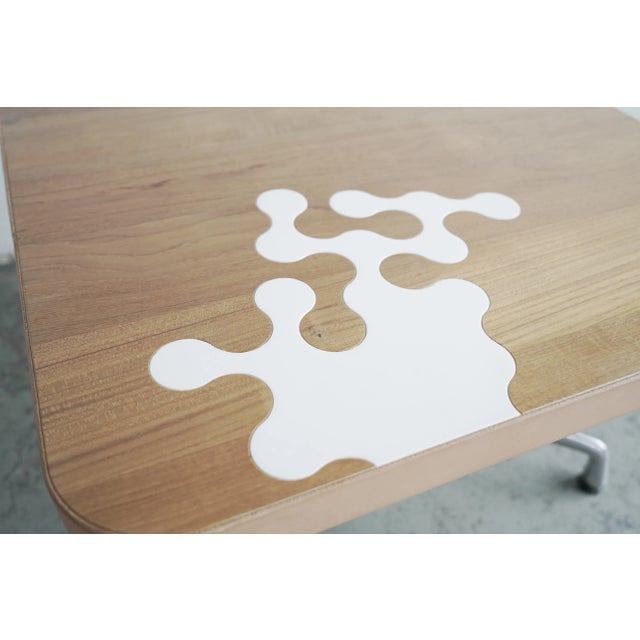 Mid-Century Modern Modern Teak Table With Corian Inlay For Sale - Image 3 of 5