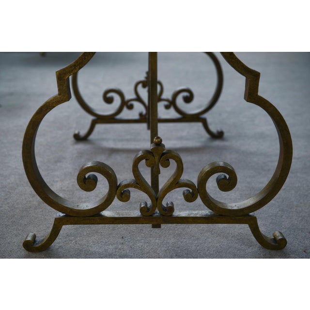 Side Table with Gilt Wrought Iron Base by Gilbert Poillerat, 1940s For Sale - Image 9 of 11