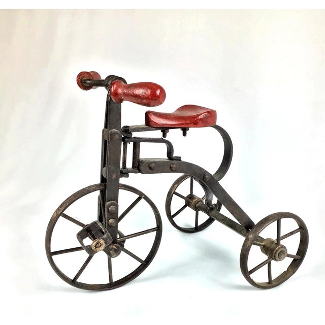 Wood Vintage Mini Tricycle Display Toy For Sale - Image 7 of 10