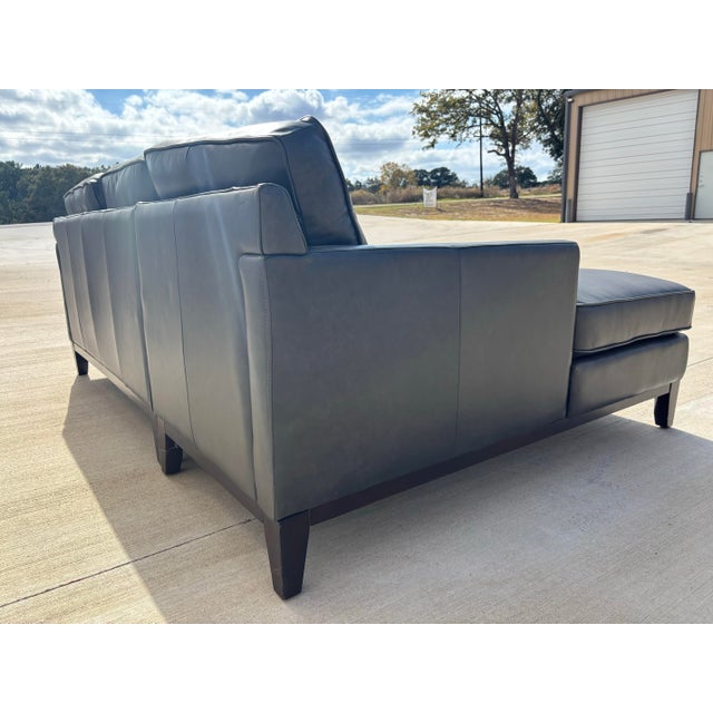 Harlow Leather Dark Grey Modern Sectional, Paul Michael Company For Sale - Image 10 of 11