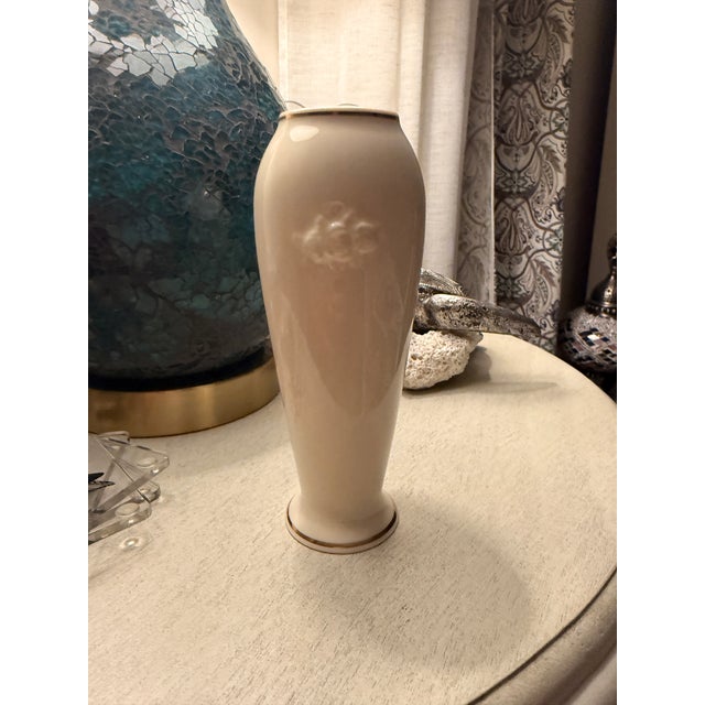 Vintage Lenox Rose Blossom Vase Crafted From Ivory Porcelain With 24k Gold Trim. For Sale In Tampa - Image 6 of 11