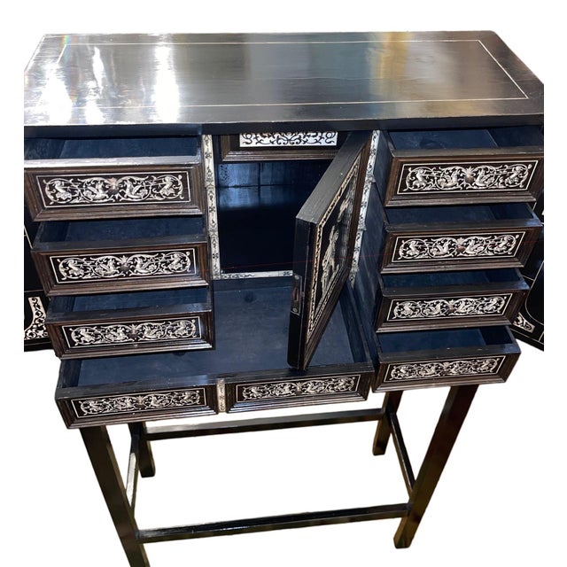 Traditional 19th Century Italian Ebonized Cabinet With Inlaid Fitted Interior For Sale - Image 3 of 13
