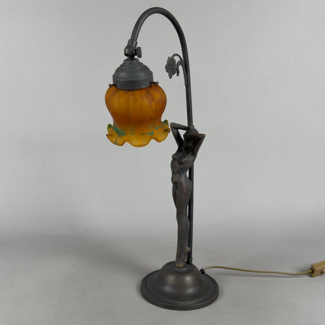 Art Nouveau Table Lamp in Bronze For Sale - Image 4 of 13