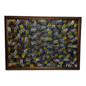 Australian Fire Dreaming c.2005 – Monumental Painting by Jean Hudson Nampijinpa Framed
