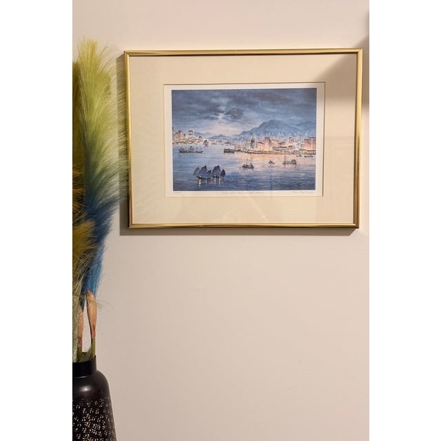 Late 20th Century Signed Limited Edition Tsim Sha Tsui Harbor City Night Scene Print, 82/1000, Framed For Sale - Image 9 of 9
