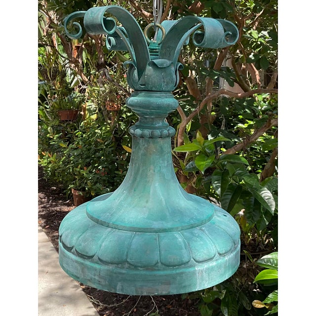 Turquoise Exquisite 19th-Century Salvage Solid Copper Chandelier / Pendent For Sale - Image 8 of 14