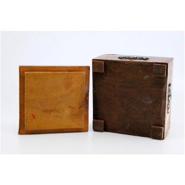 Wooden Jewelry Box with Silver Applications on Lid For Sale - Image 3 of 11