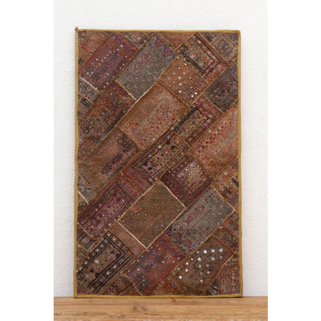 Vintage Bohemian Framed Patchwork Tapestry For Sale - Image 9 of 11