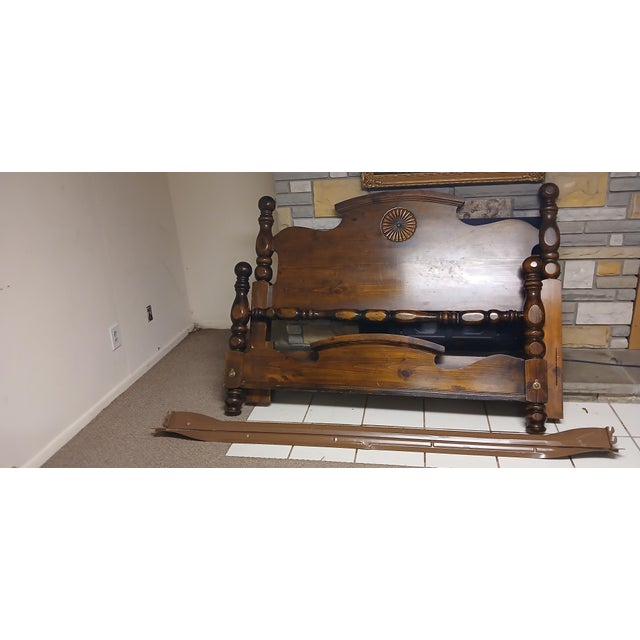 1940s Vintage Federal Era Solid Wood Spindle Back Bed For Sale - Image 6 of 12
