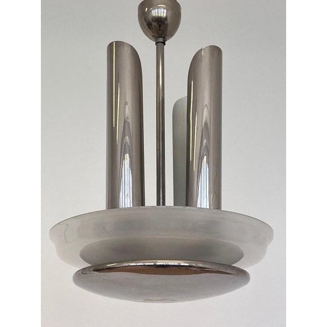 Large Very Bauhaus Functionalism Art Deco Chrome Chandelier, 1935 For Sale - Image 3 of 7