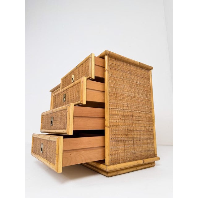 Mid-Century Italian Bamboo, Rattan and Cane Cabinet with Drawers by Dal Vera, 1970 For Sale - Image 16 of 18