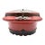 Antique Asian Red Lacquered Wood Covered Rice Bowl With Metal Hardware For Sale