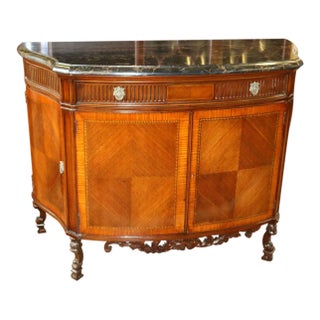 Black Marble French Commode Fitted Drawers Walnut 1920 For Sale