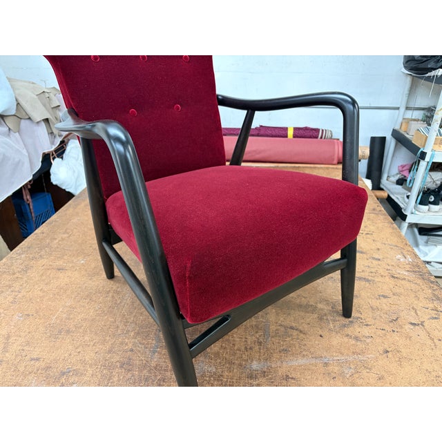 1940s Wingback Armchair Attributed to Eva & Nils Koppel for Slagelse Møbelværk, Denmark, Mohair For Sale In Miami - Image 6 of 18
