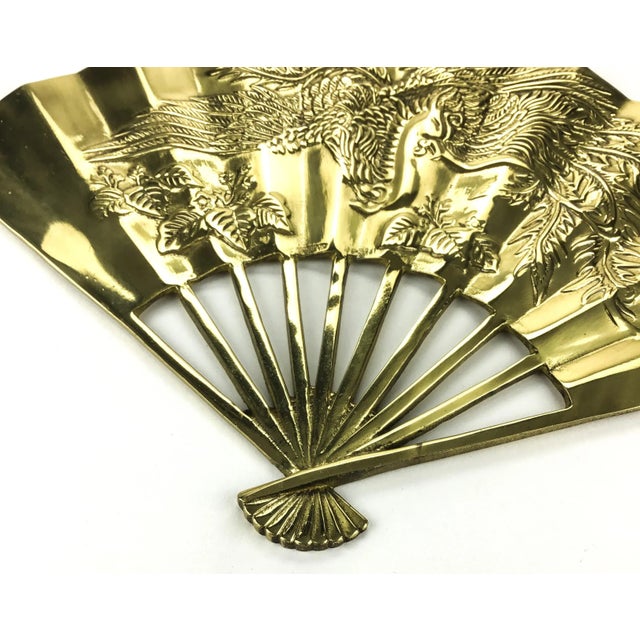 Vintage Carved Solid Brass Fan Wall Art For Sale In Portland, ME - Image 6 of 13