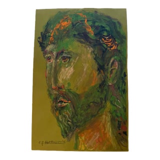 Contemporary Original E.J.Hartmann Abstract Male Portrait Painting Signed For Sale