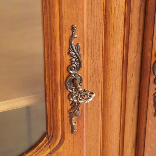 French Style Oak Display Cabinet with Glass Front For Sale - Image 11 of 12