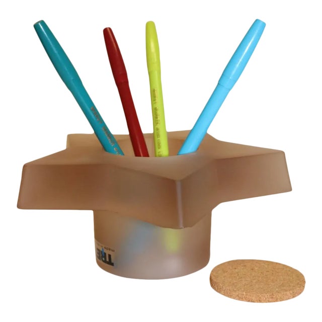 Modern Murano Amethyst Cast Glass Pencil Holder For Sale