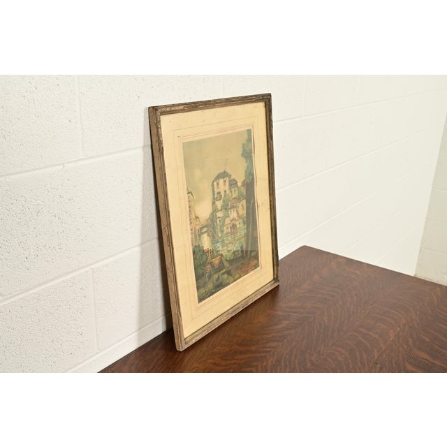 Antique Venice Italy Signed Lithograph by Claude Duval, Circa 1900 For Sale - Image 4 of 12