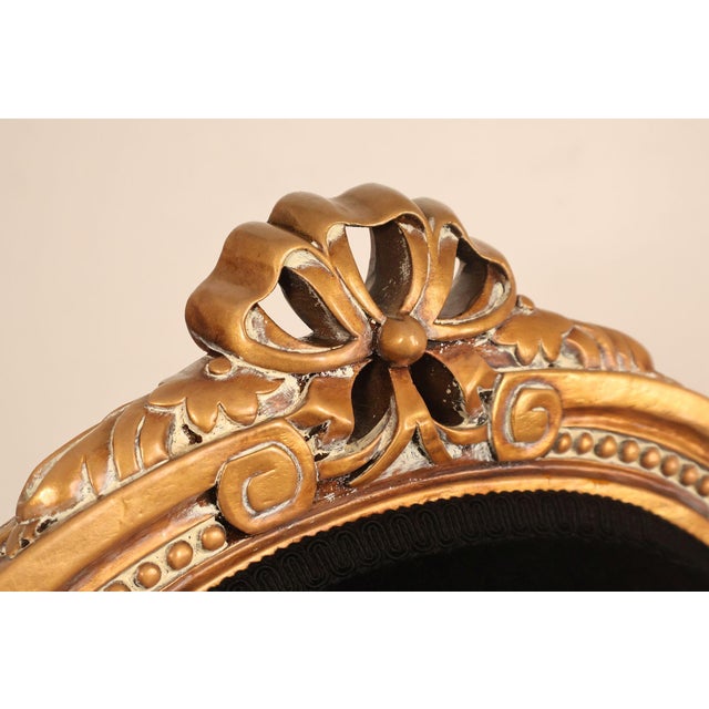 Wood Louis XVI Style Giltwood Armchair With Black Upholstery For Sale - Image 7 of 18