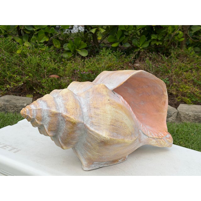 Late 20th Century Vintage Oversized Hand-Painted Oversized Conch Shell Sculpture For Sale - Image 5 of 12