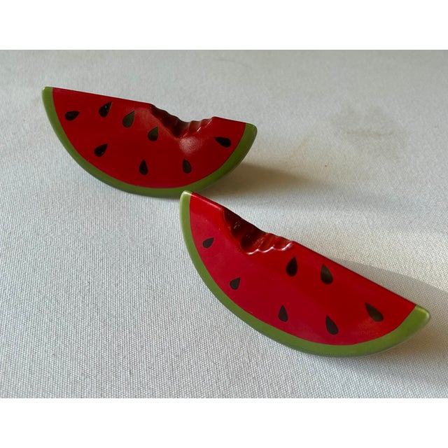 Trompe-l'Oeil Americana Ceramic Watermelon Salt and Pepper Shakers- A Pair For Sale - Image 9 of 9